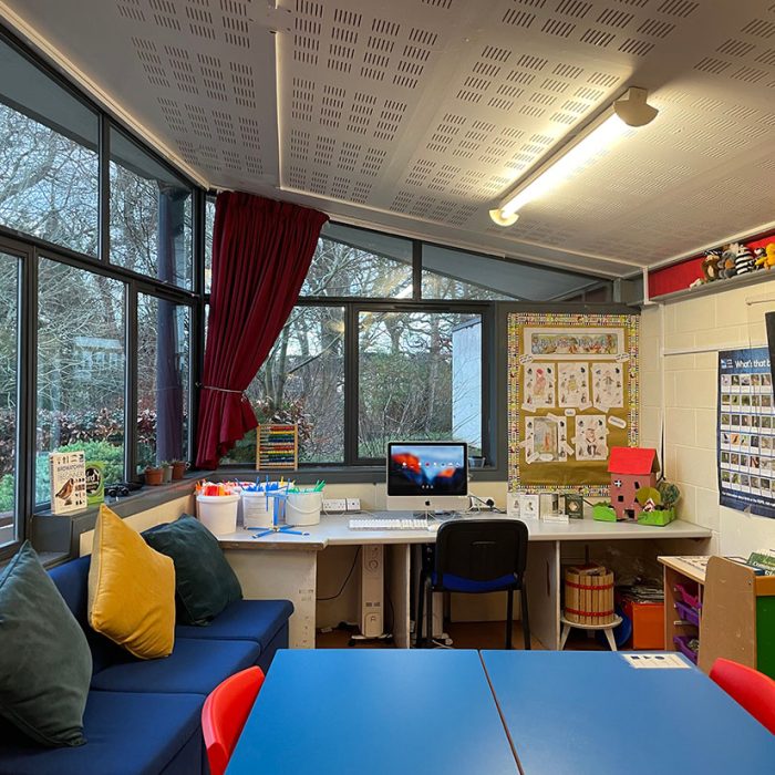 Each class has their own room that is decorated and looked after by the class teacher. The classrooms are in the school building.